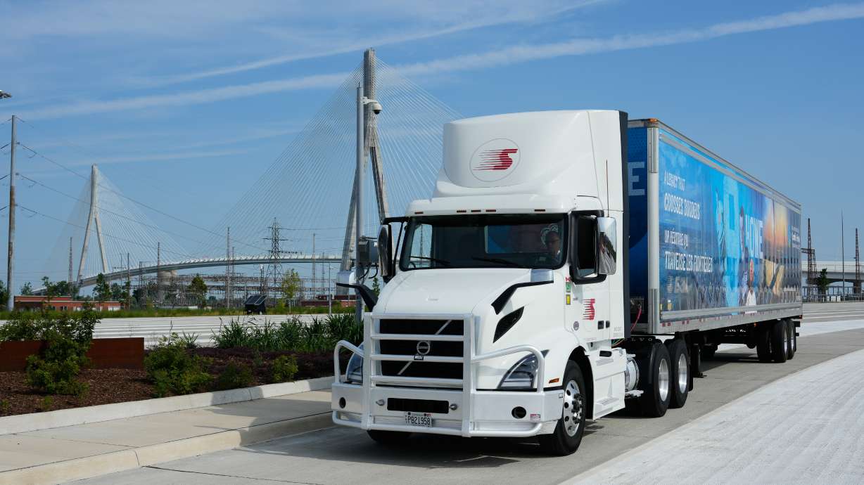 A truck is parked during a Canadian celebration marking the Gordie Howe International Bridge, which connects Detroit and Windsor, Ontario, on Friday, July 24, 2026, in Windsor, Ontario.