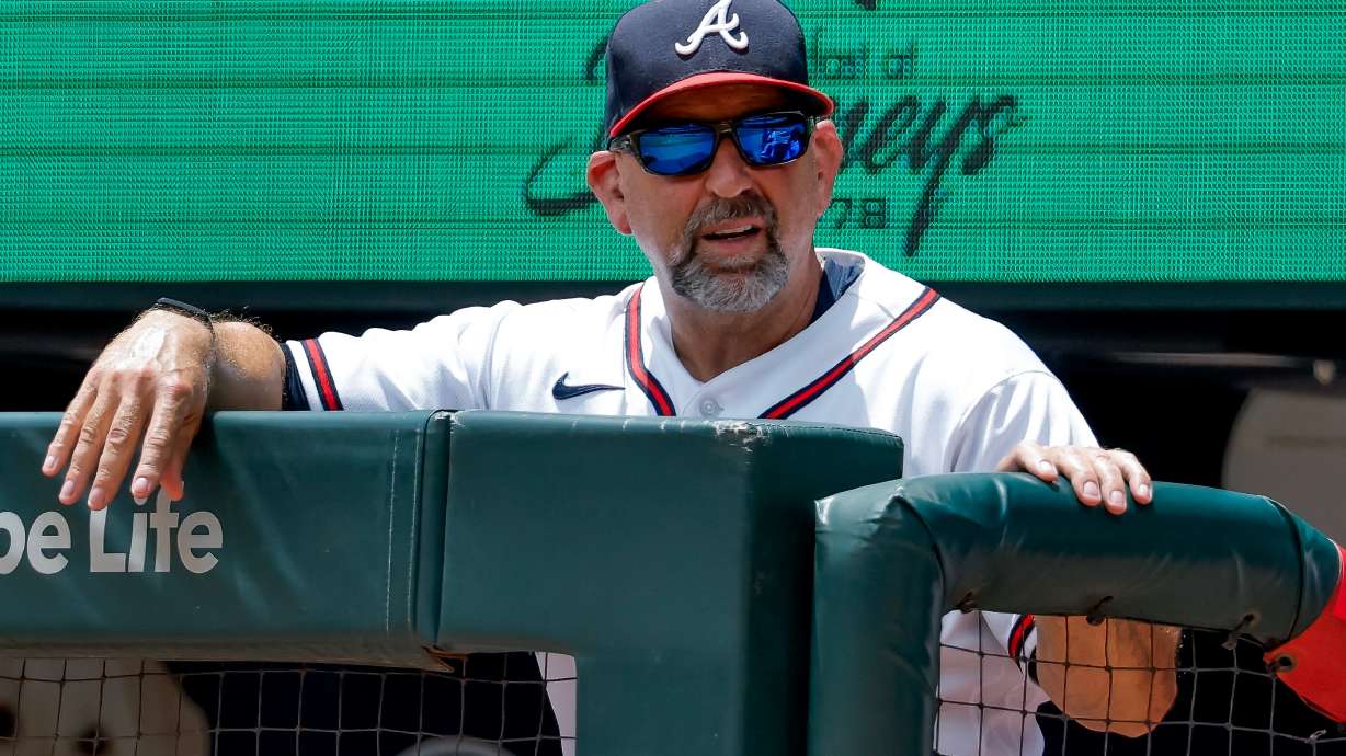 Atlanta Braves manager Walt Weiss watches from the dugout railing during the seventh inning of a baseball game against the San Diego Padres, Thursday, July 23, 2026, in Atlanta.
