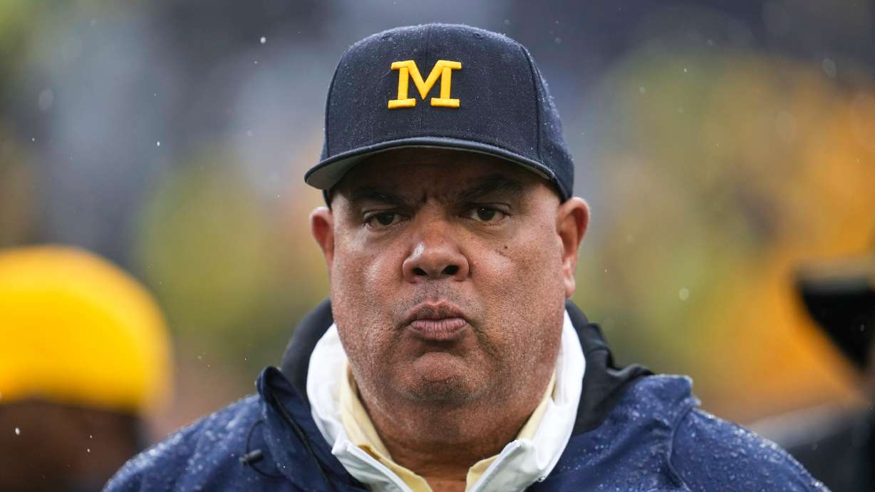 FILE - Michigan athletic director Warde Manuel watches against Indiana in the second half of an NCAA college football game in Ann Arbor, Mich., Oct. 14, 2023.