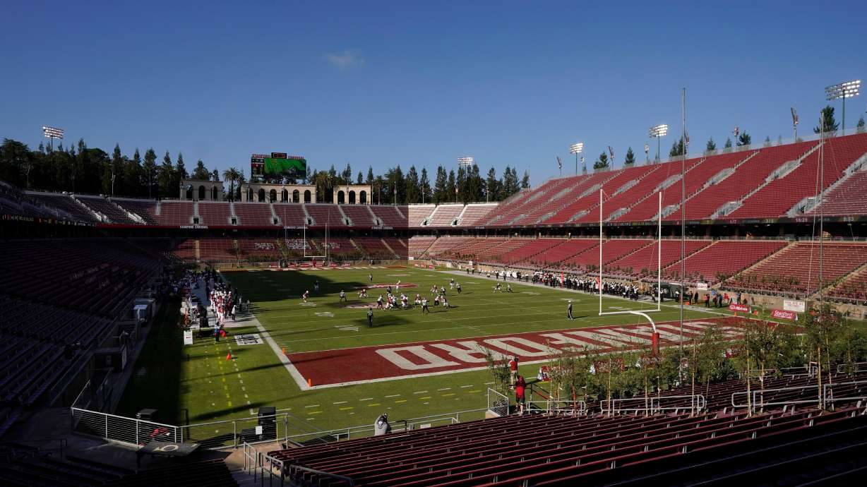 FILE - Stanford plays against Colorado in an NCAA college football game at Standford Stadium in Stanford, Calif., Nov. 14, 2020.