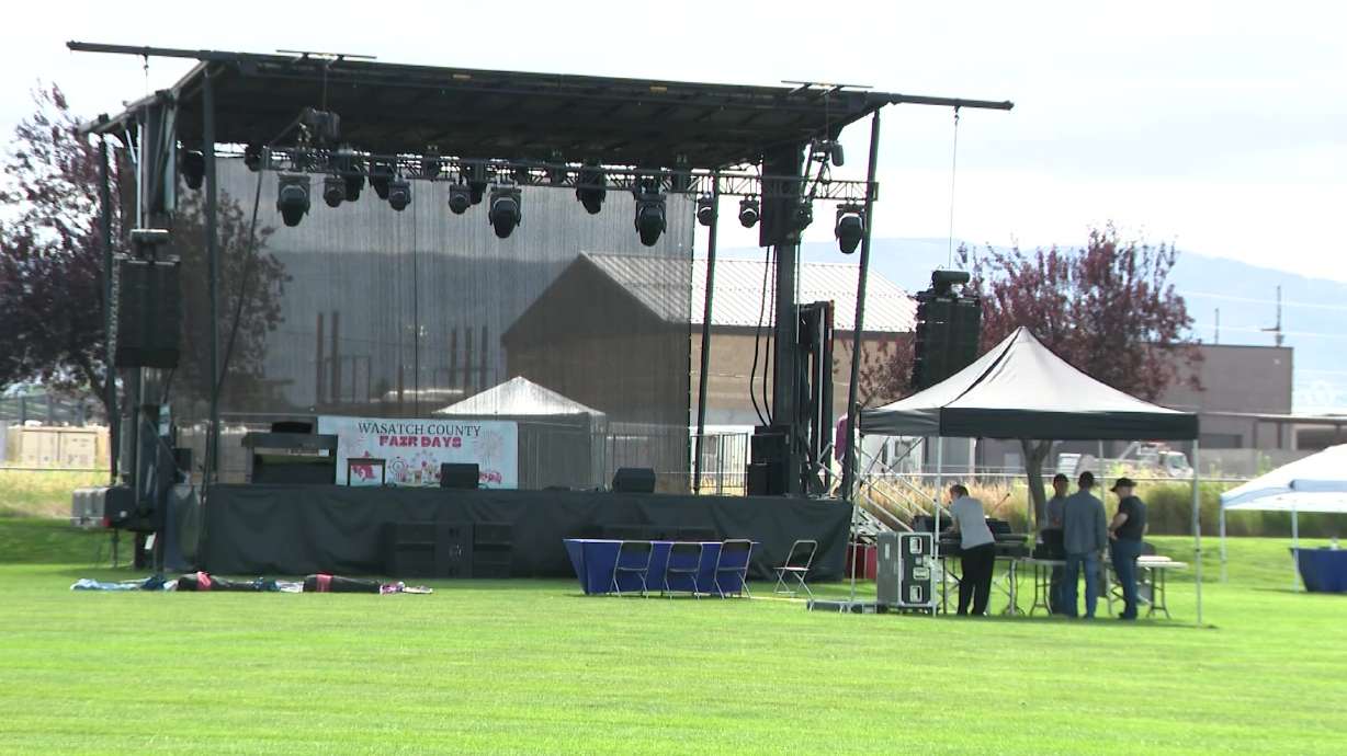 A stage is pictured during the set up for the Wasatch County Fair.