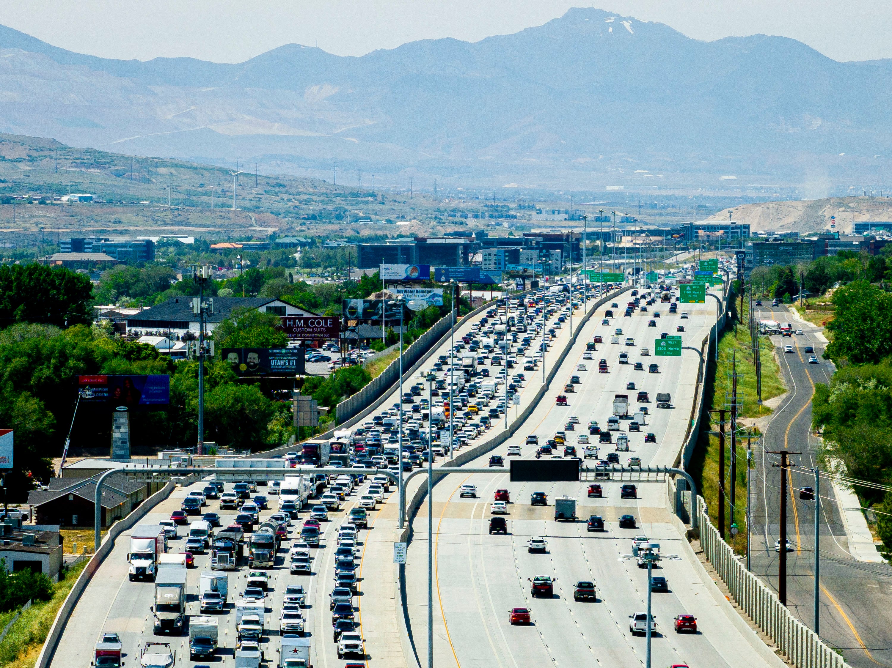 Cars slowly move through traffic on southbound I-15 in Lehi as traffic flows more freely northbound on May 23, 2025. Despite declines in certain categories, U.S. News & World Report still has Utah at No. 1 in its best state rankings.
