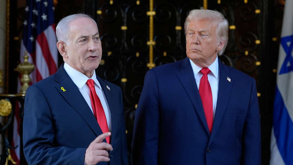 President Donald Trump and Israeli Prime Minister Benjamin Netanyahu speaks at Trump's Mar-a-Lago club, Dec. 29, in Palm Beach, Fla. Trump expressed some frustrations with Netanyahu prior to their White House meeting on Tuesday.