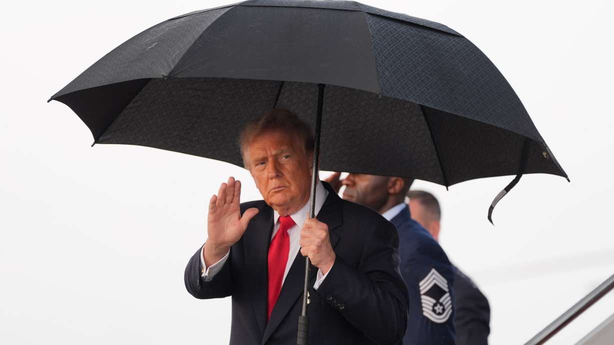 President Donald Trump arrives on Air Force One, Monday, at Joint Base Andrews, Md. Trump and Israeli Prime Minister Benjamin Netanyahu met at the White House for the first time since launching the Iran war, a meeting that was called “positive and productive."