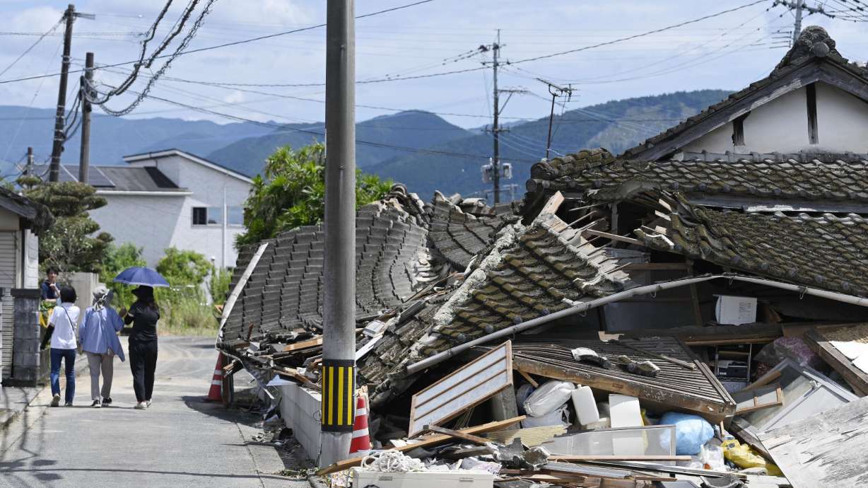 A collapsed house in Hikawa, Kumamoto Prefecture, a day after a powerful earthquake hit the southwestern Japan prefecture. Almost no other country in the world is rocked by such frequent and damaging earthquakes as Japan.