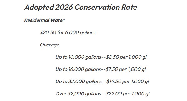 The adopted conservation rates for residents by the Ashley Valley Water & Sewer Improvement District, Tuesday. The rates are leading to drastically higher bills.