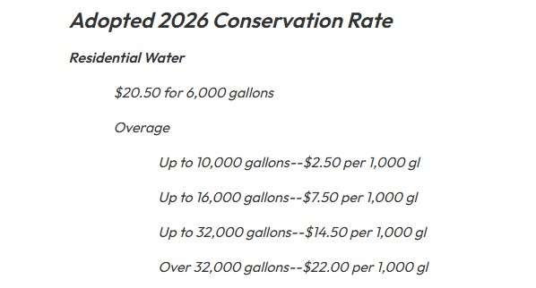 The adopted conservation rates for residents by the Ashley Valley Water & Sewer Improvement District, Tuesday. The rates are leading to drastically higher bills.