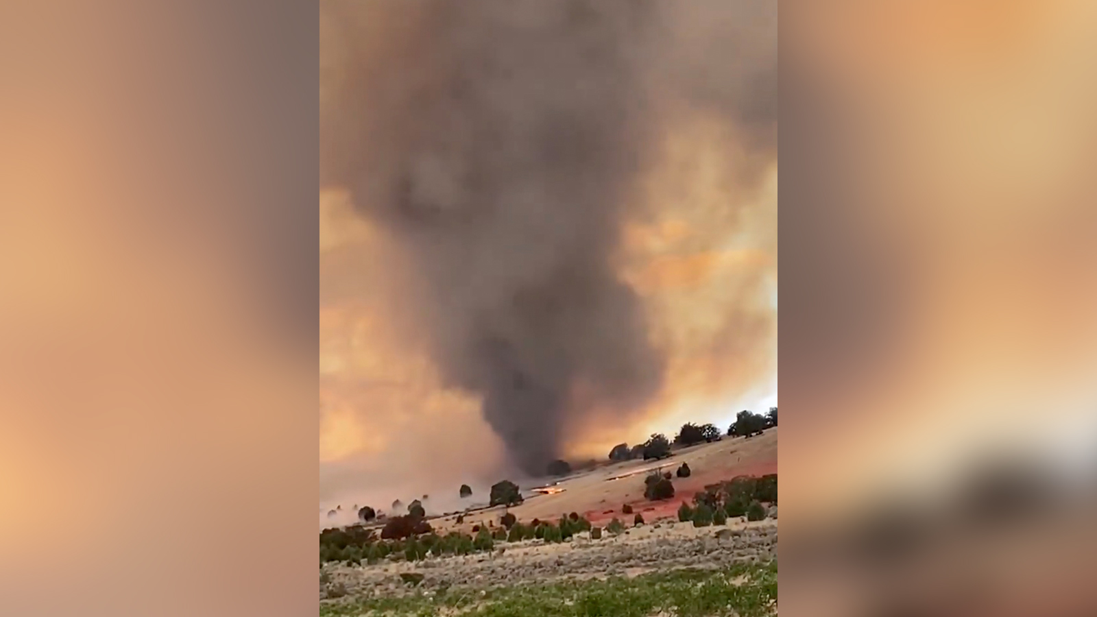 Video: New wildfire spawns rare 'firenado' as it burns through central Utah