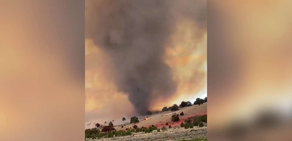 Video: New wildfire spawns rare 'firenado' as it burns through central Utah