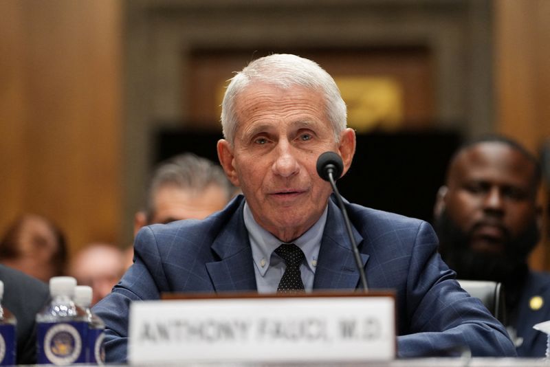 Dr. Anthony Fauci attends a Senate Homeland Security and Governmental Affairs Committee on Capitol Hill in Washington, Wednesday. Fauci declined to answer questions, invoking his Fifth Amendment right against self-incrimination.