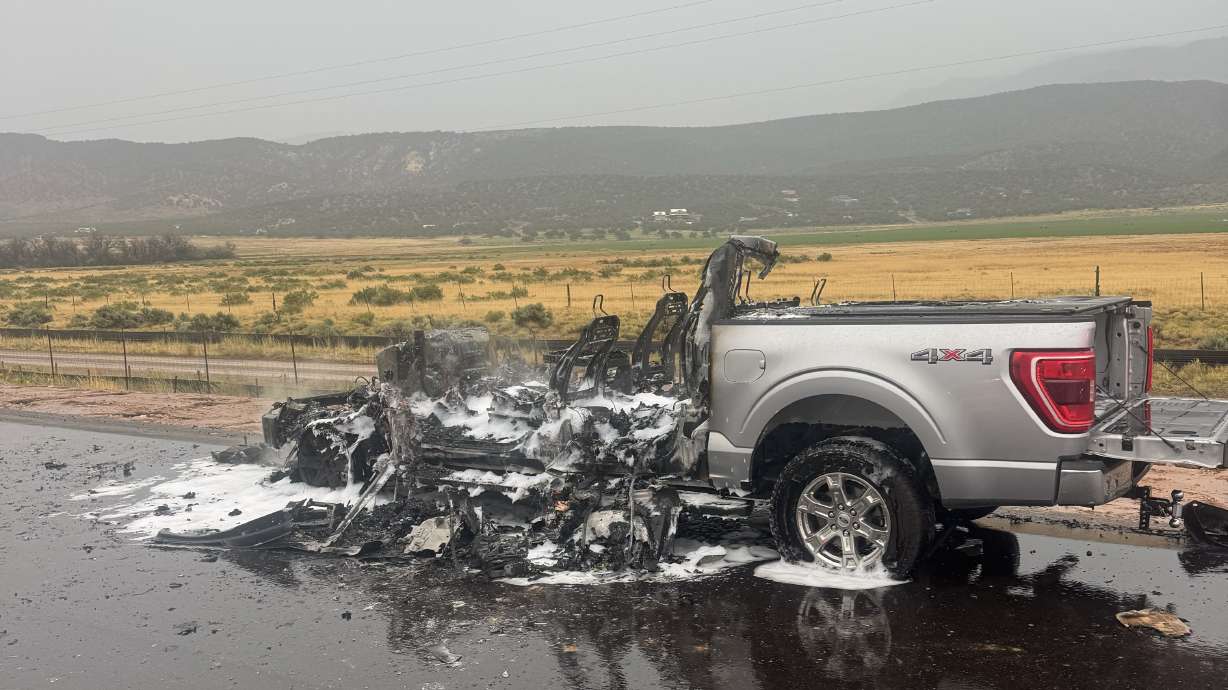 A truck was struck by lightning on I-15 in southern Utah Wednesday afternoon. No injuries were reported. The truck, a 2021 Ford F-150, was deemed a total loss.