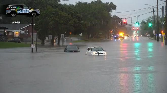 Flooding spreads in eastern New York as the heavy rain responsible shifts to New England