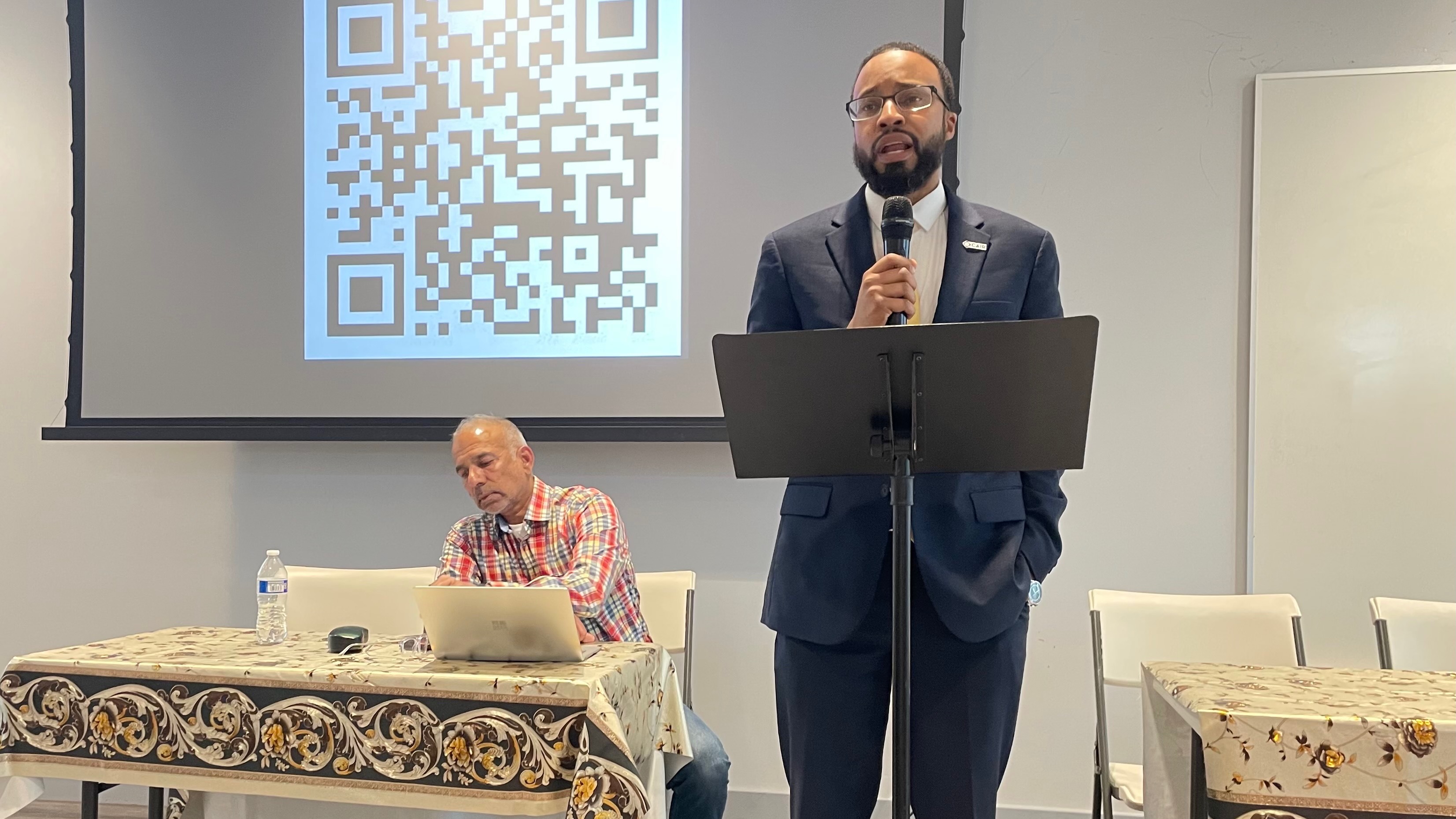 Edward Ahmed Mitchell of the Council on American-Islamic Relations speaks at the Utah Islamic Center in West Jordan on July 22. The leader of the Islamic center says the state needs an advocacy group to defend the community's interests.