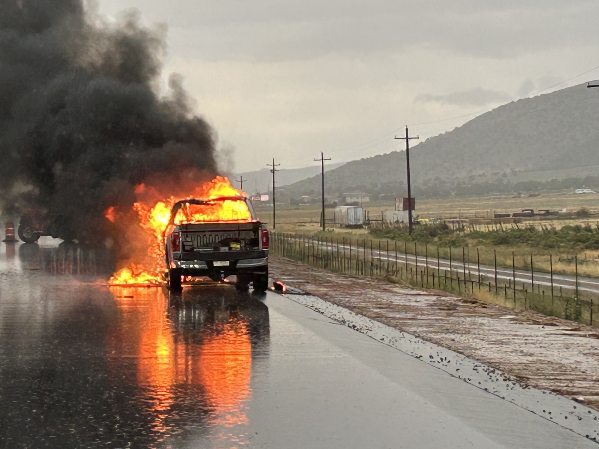 Driver shares firsthand encounter of powerful lightning strike, truck fire near Cedar City