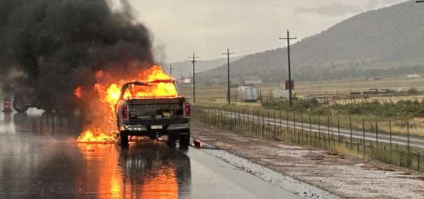 Driver shares firsthand encounter of powerful lightning strike, truck fire near Cedar City