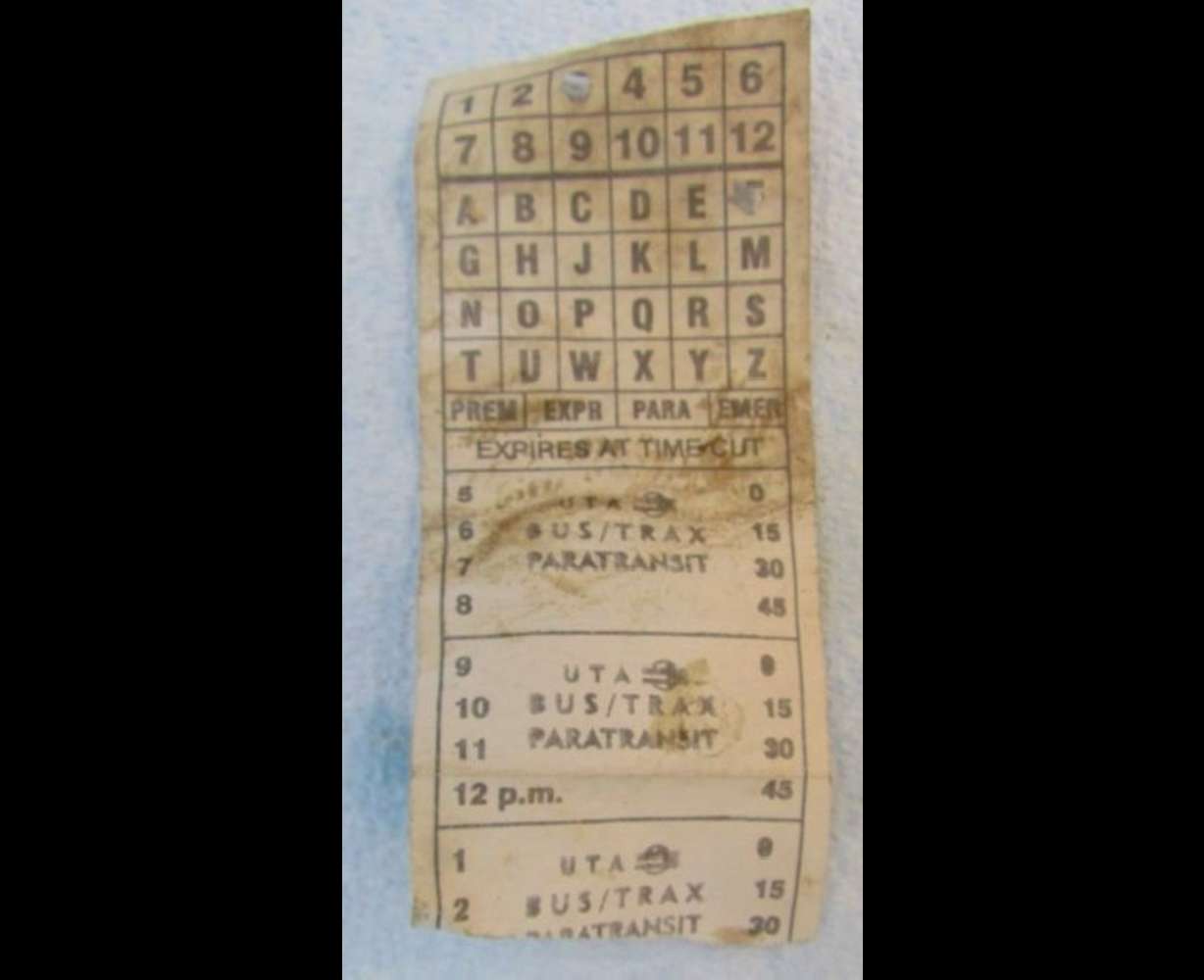 An undated evidentiary photo shows the UTA bus pass that was found with Terry Richardson Chawk's body in 2012.
