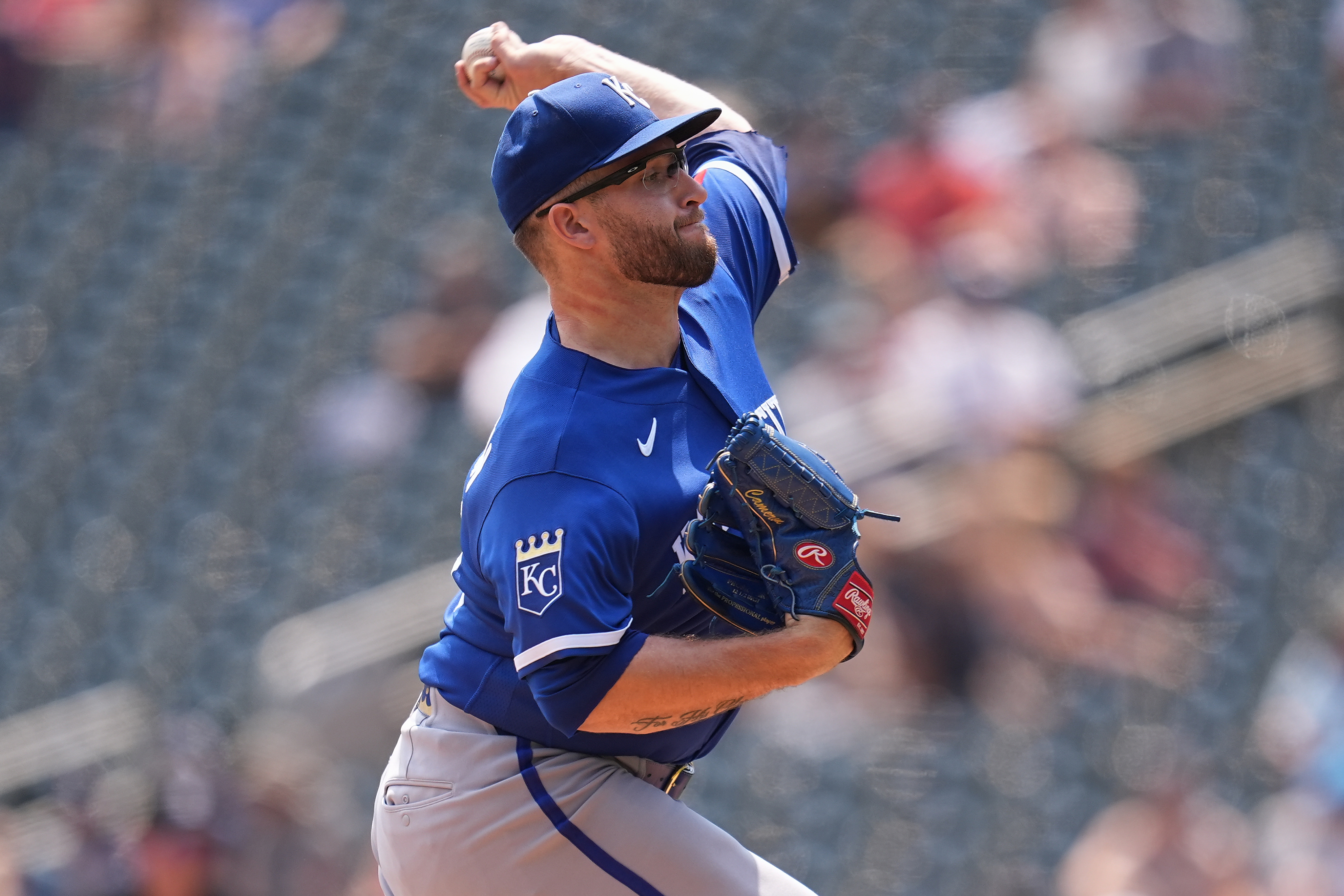 Kansas City Royals starting pitcher Noah Cameron (65) delivers during the second inning of a baseball game against the Minnesota Twins Thursday, July 30, 2026, in Minneapolis. 