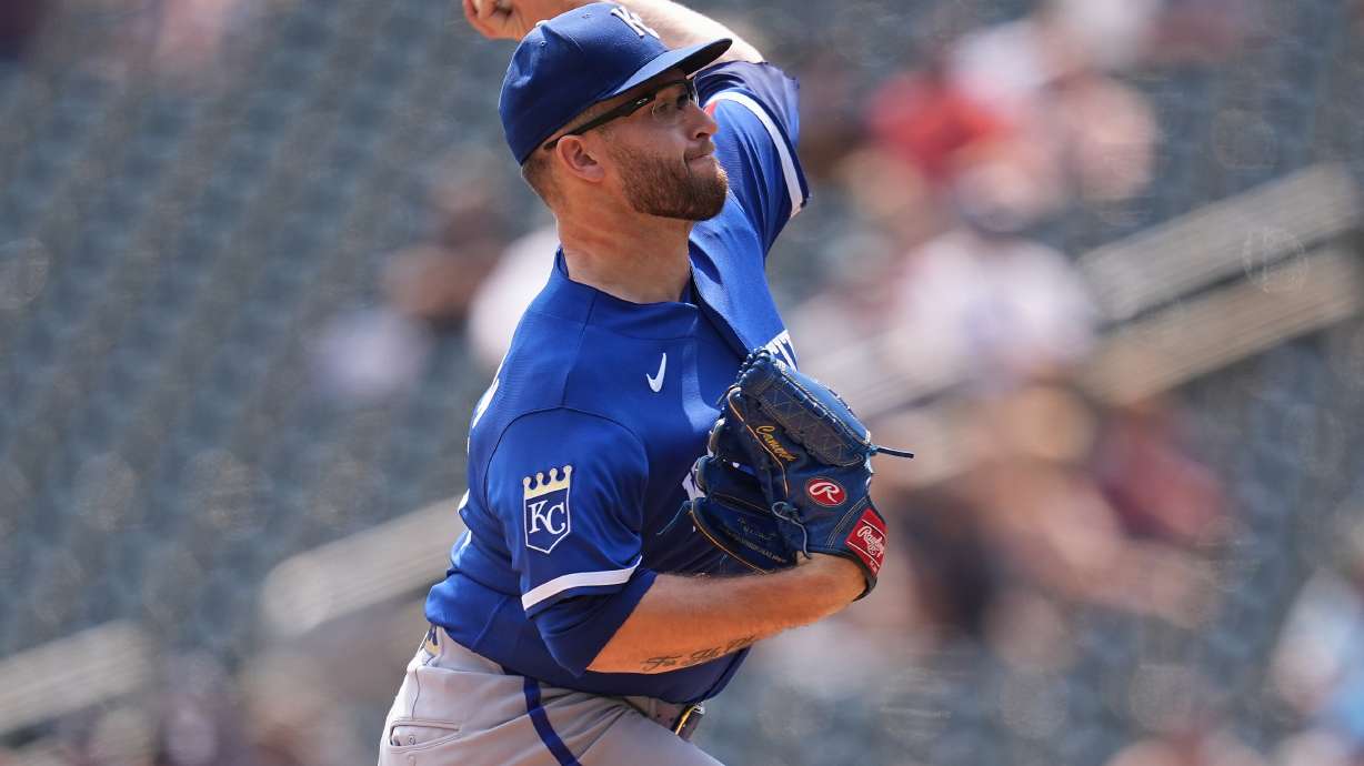 Kansas City Royals starting pitcher Noah Cameron (65) delivers during the second inning of a baseball game against the Minnesota Twins Thursday, July 30, 2026, in Minneapolis.