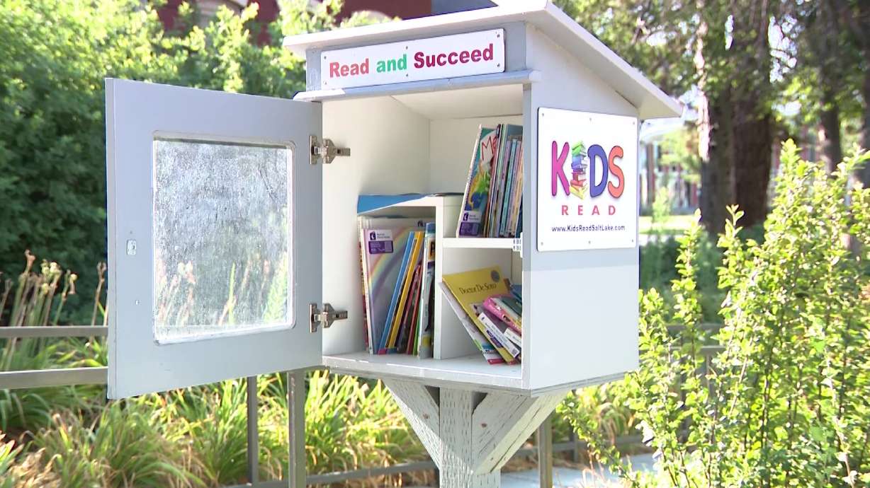 A Little Free Library at an event focused on building early literacy in South Salt Lake on Thursday.