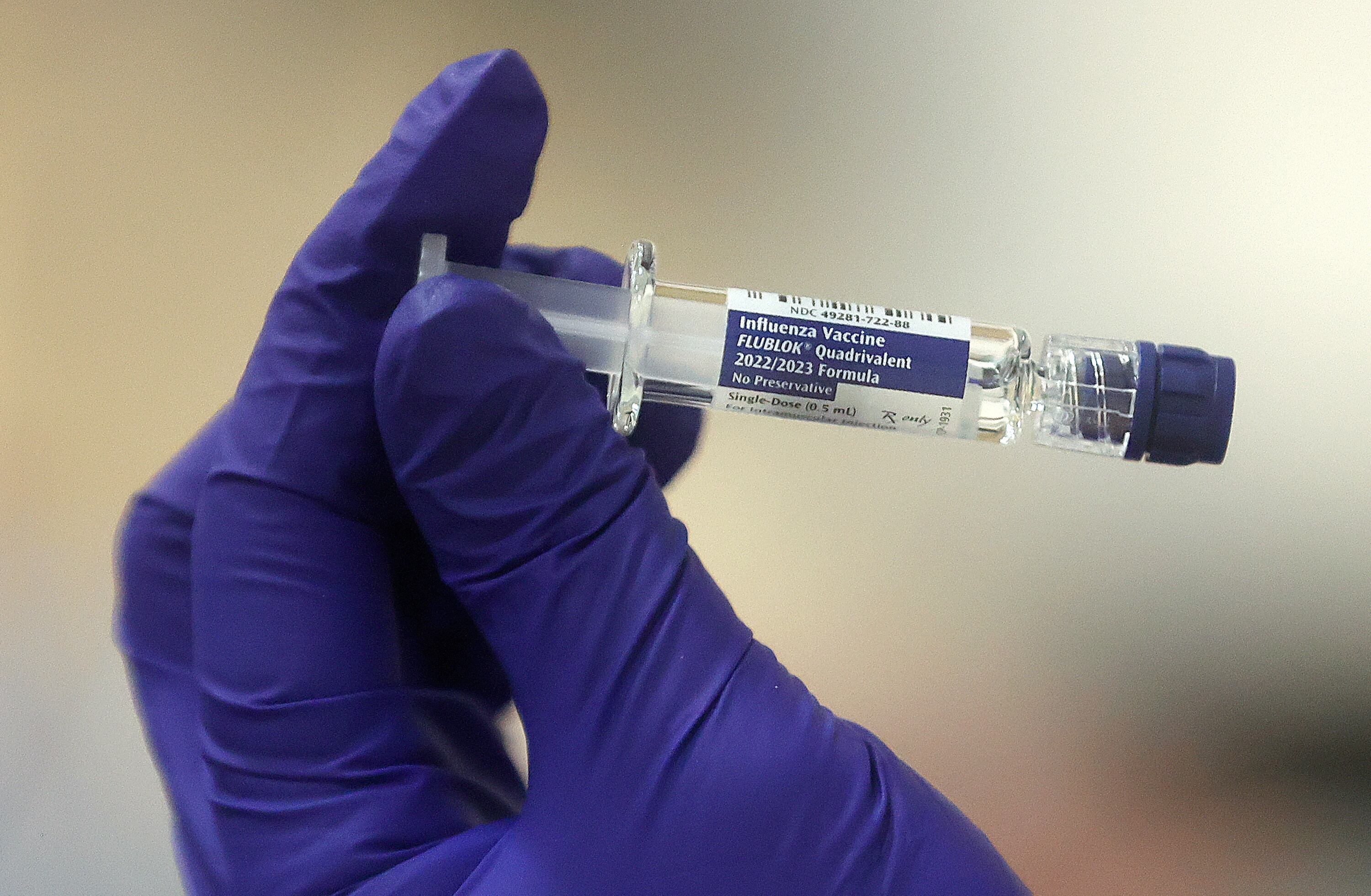 An influenza vaccine is pictured at a free vaccine clinic at the Sanderson Community Center in Taylorsville on Nov. 9, 2022.