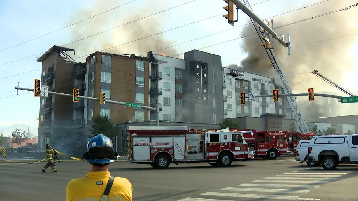 Fire crews pictured outside the North Union Apartments.