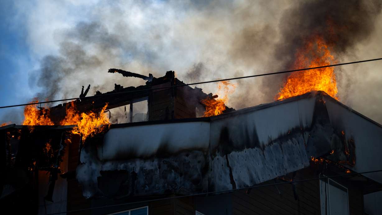 Firefighters respond to an apartment fire at 942 E. North Union Ave. in Midvale on July 31, 2026.