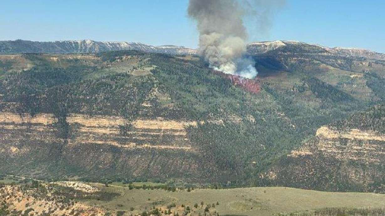 The Black Canyon Fire burning near the border of Sanpete and Emery counties was mapped at 43 acres on Saturday after starting via a lightning strike.