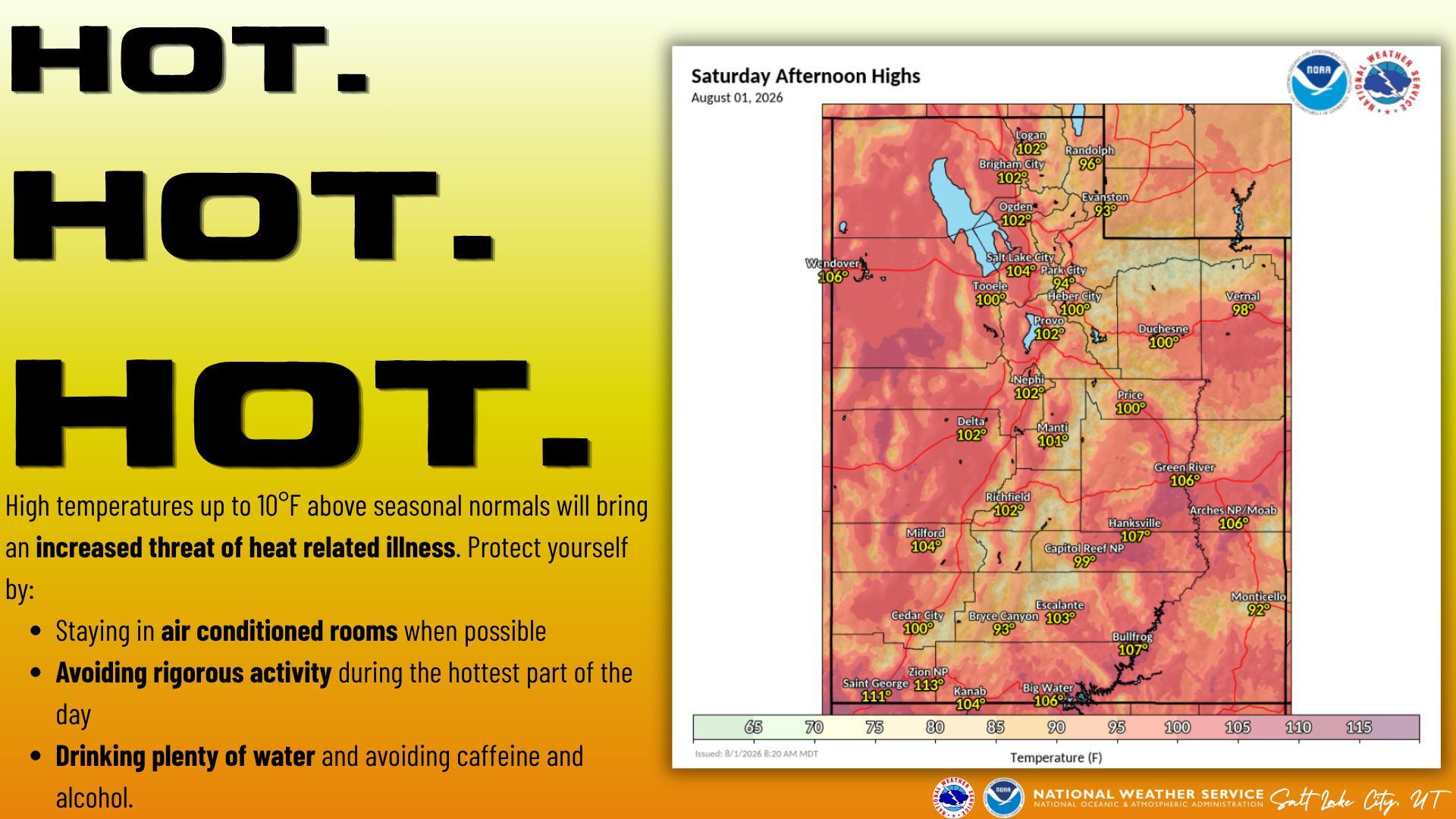 An Extreme Heat Warning was issued for multiple parts of Utah on Saturday. The warning was in place from noon on Saturday until 9 p.m. Sunday night.