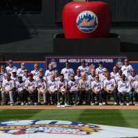 Members of the 1986 World Series champion Mets celebrate the 40th anniversary of team's last title