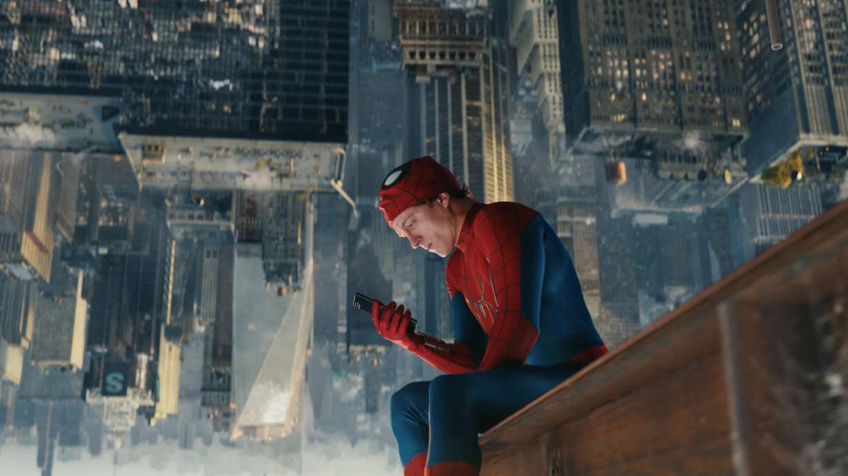 This image released by Sony Pictures shows Tom Holland in a scene from "Spider-Man: Brand New Day."