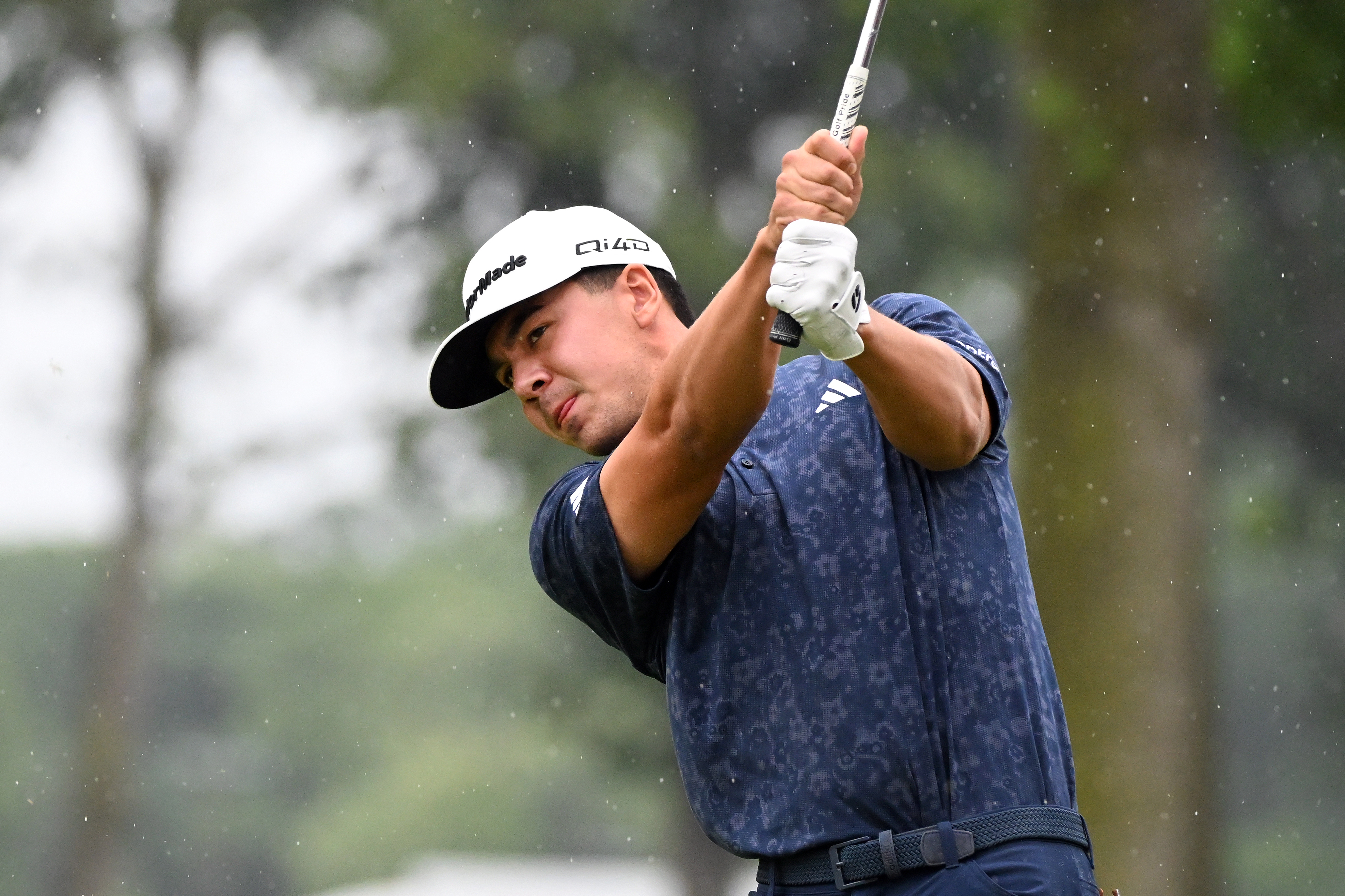 Michael Thorbjornsen hits from the fifth tee during the final round of the Rocket Classic golf tournament, Sunday, Aug. 2, 2026, in Detroit. 