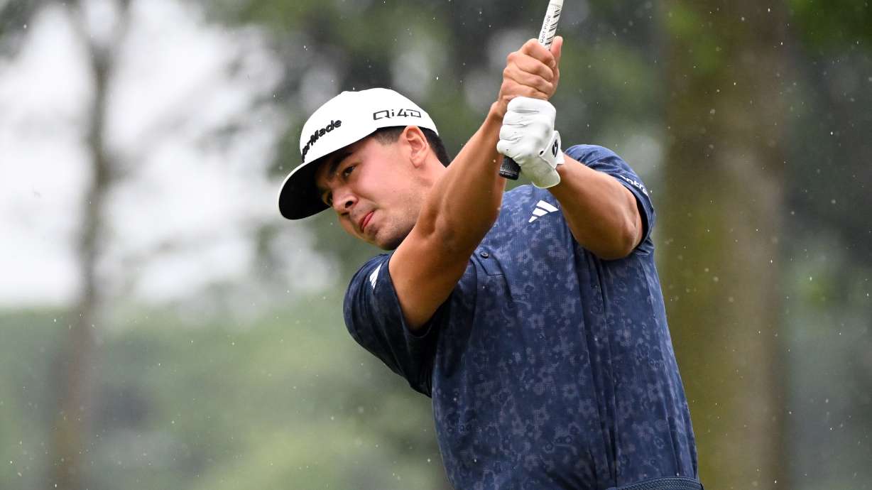 Michael Thorbjornsen hits from the fifth tee during the final round of the Rocket Classic golf tournament, Sunday, Aug. 2, 2026, in Detroit.