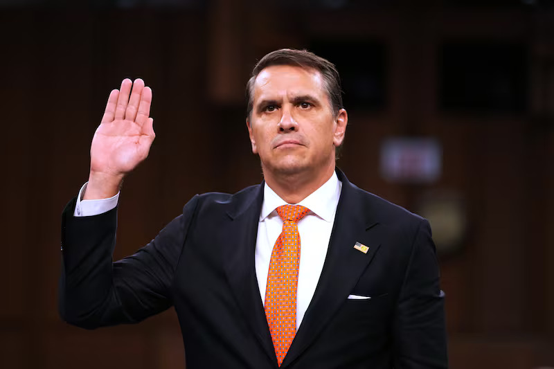 Acting Attorney General Todd Blanche is sworn in as he appears before the Senate Judiciary Committee on Capitol Hill in Washington, July 15, 2026.