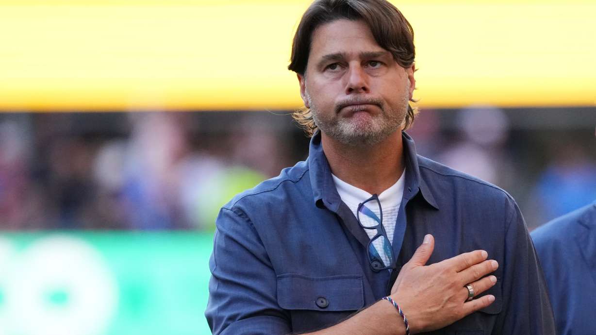 United States head coach Mauricio Pochettino acknowledges supporters after the World Cup round of 16 soccer match between the United States and Belgium in Seattle, Monday, July 6, 2026.