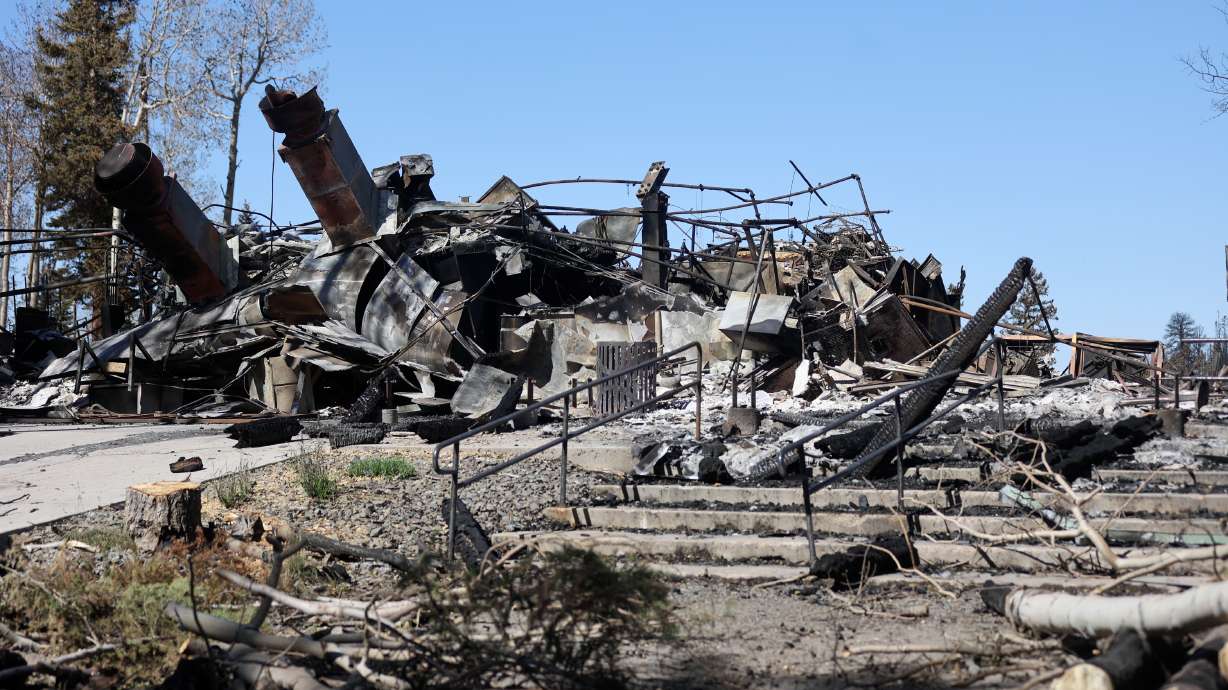 The Canyonside Lodge, which was destroyed in the Cottonwood Fire, at Eagle Point Ski Resort in Beaver County on July 9. The resort announced Monday that it would not open for the coming season.