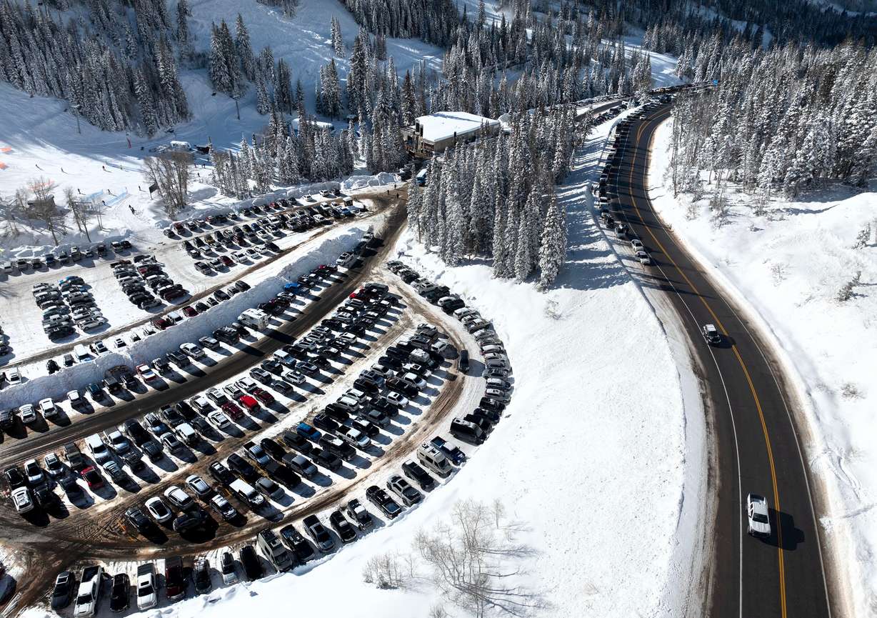 One of the parking lots at Snowbird is pictured in Little Cottonwood Canyon on Jan. 9.