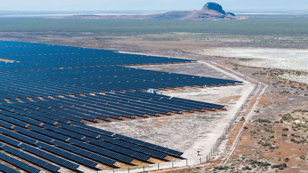 The Horseshoe solar farm that is owned by Desri and operated by Solv Energy in Tooele County on Monday.