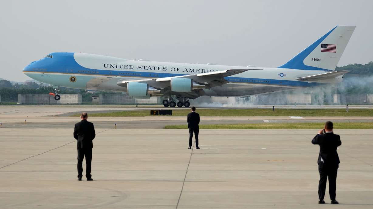 Air Force One with President Joe Biden arrives at Osan Air Base in Pyeongtaek, South Korea, May 20, 2022.