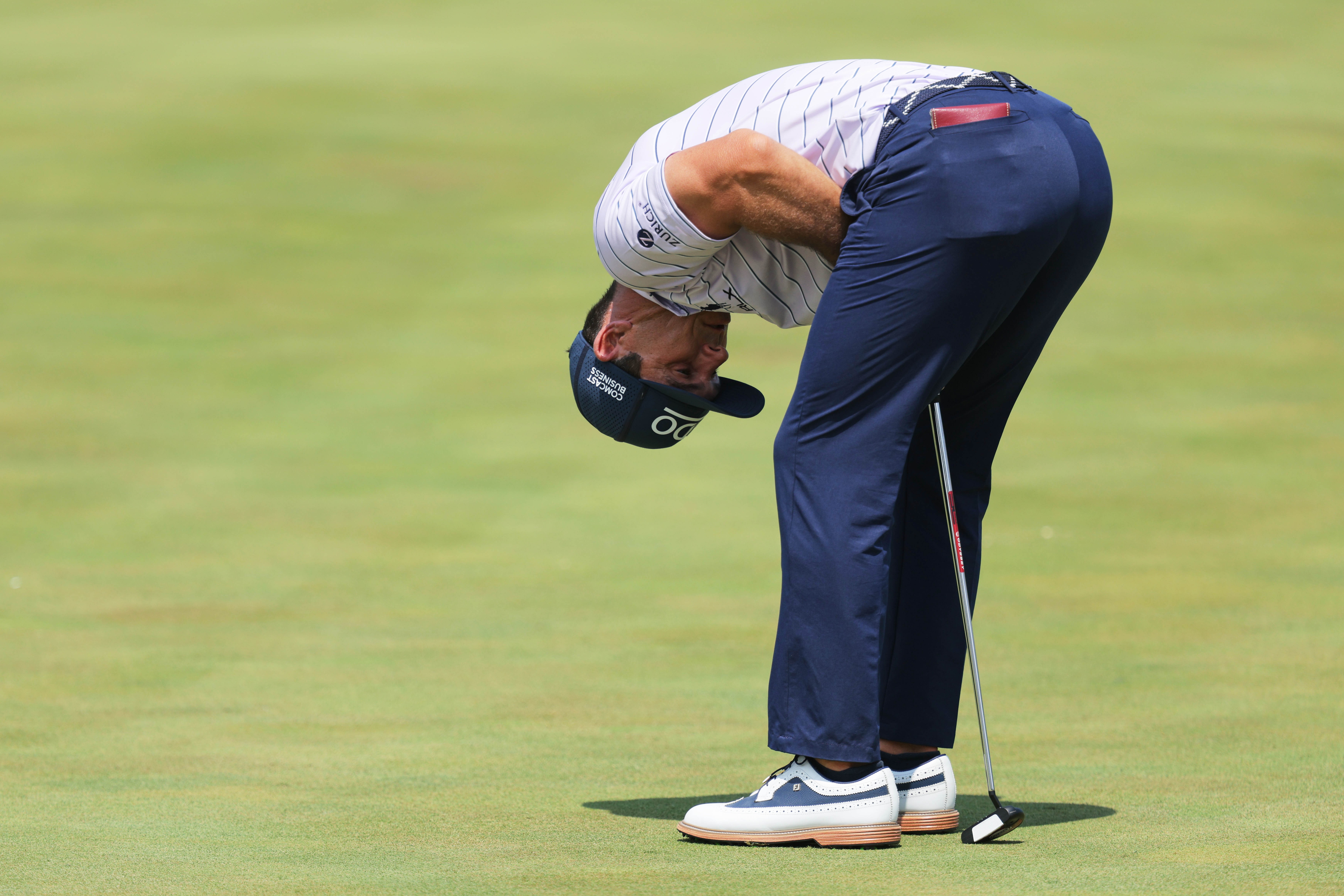 Billy Horschel reacts after a putt on the ninth green during the final round of the 3M Open golf tournament at the Tournament Players Club Sunday, July 26, 2026, in Blaine, Minn. 