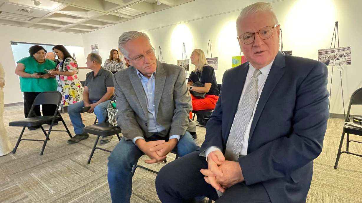 The Federation of United Mexicans in Utah honored three people for their work with immigrants, including Bob Worsley, right, and Rob Craig. They are pictured Tuesday at the Mexican Consulate in Salt Lake City.