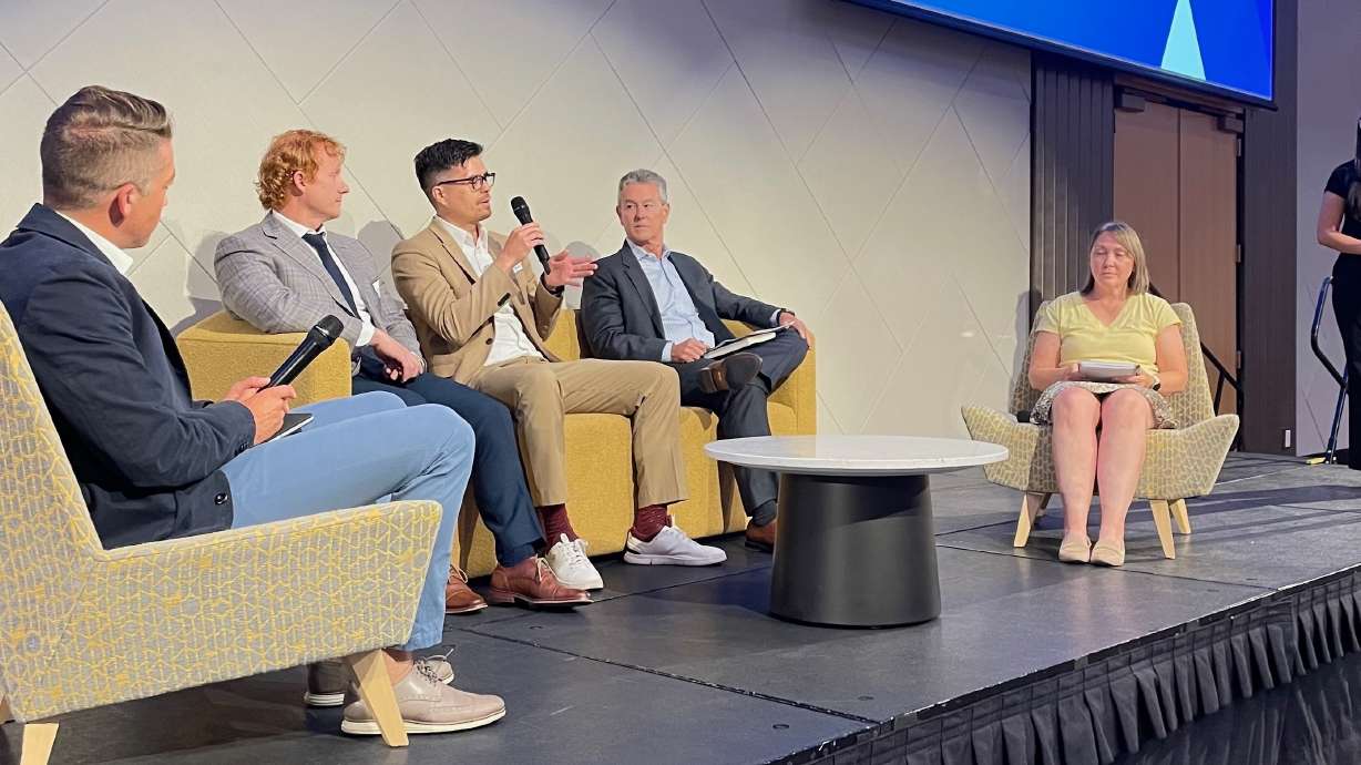 Weber County leaders are interested in the potential of nuclear power and hosted a symposium on the topic in Ogden on Wednesday. Ethan Bates of Cambrian Nuclear is pictured speaking at the event.