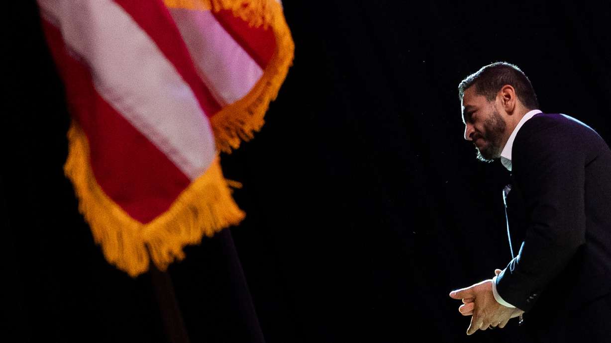 Abdul El-Sayed, a progressive candidate in the Democratic primary for Senate in Michigan, walks off stage after speaking during a primary election night event Wednesday, at the Majestic Theatre in Detroit. Two of Utah's top politicians spoke about growing polarization pushing their parties to the fringe.