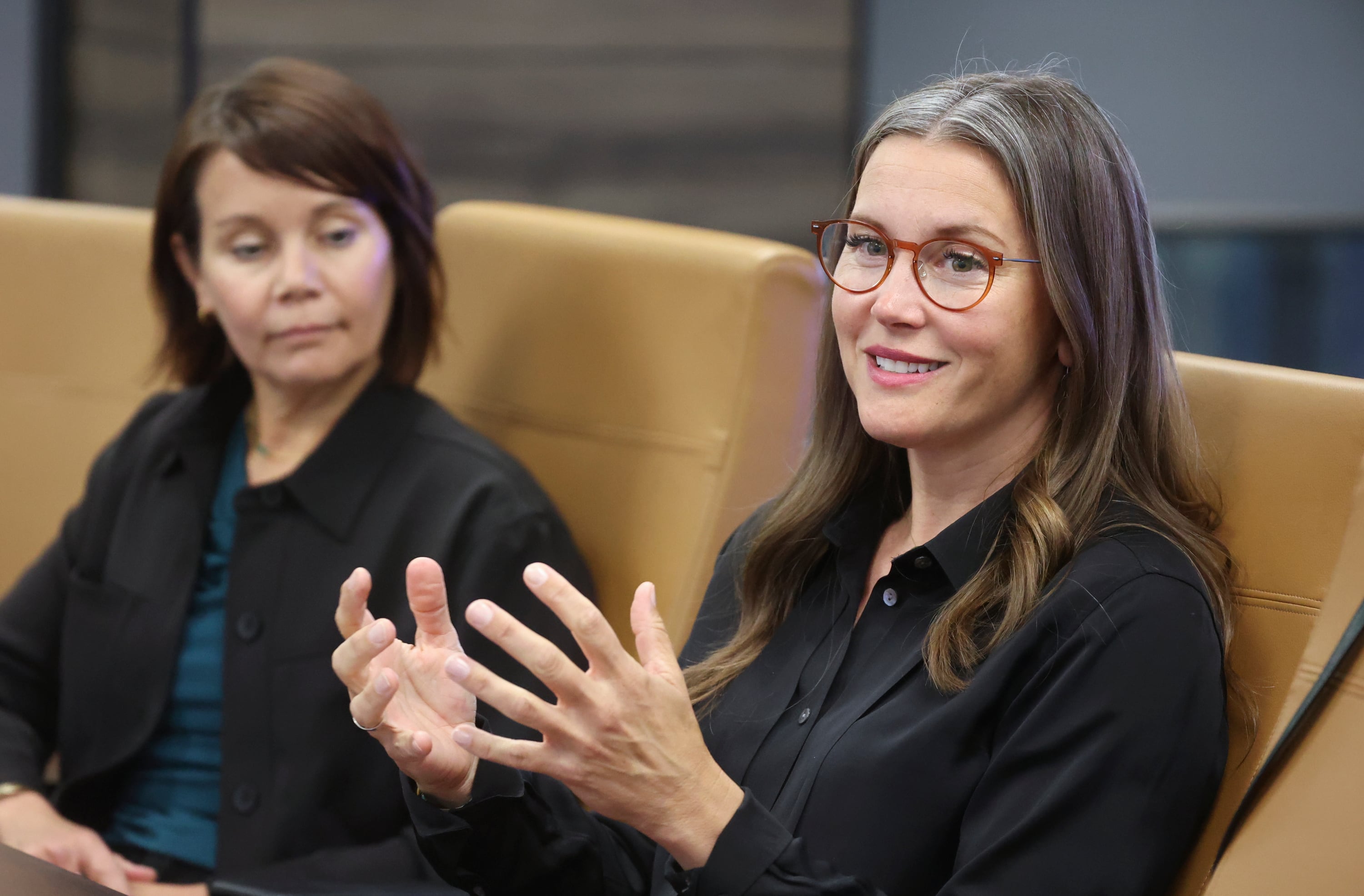 Salt Lake City Mayor Erin Mendenhall talks with the Deseret News Editorial Board in Salt Lake City on May 6. Mendenhall criticized her Democratic counterparts for reactively electing progressive candidates.