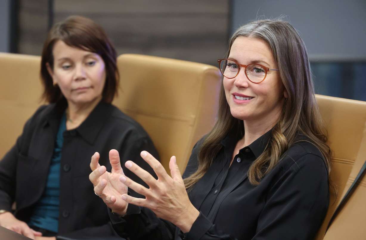 Salt Lake City Mayor Erin Mendenhall talks with the Deseret News Editorial Board in Salt Lake City on May 6. Mendenhall criticized her Democratic counterparts for reactively electing progressive candidates.