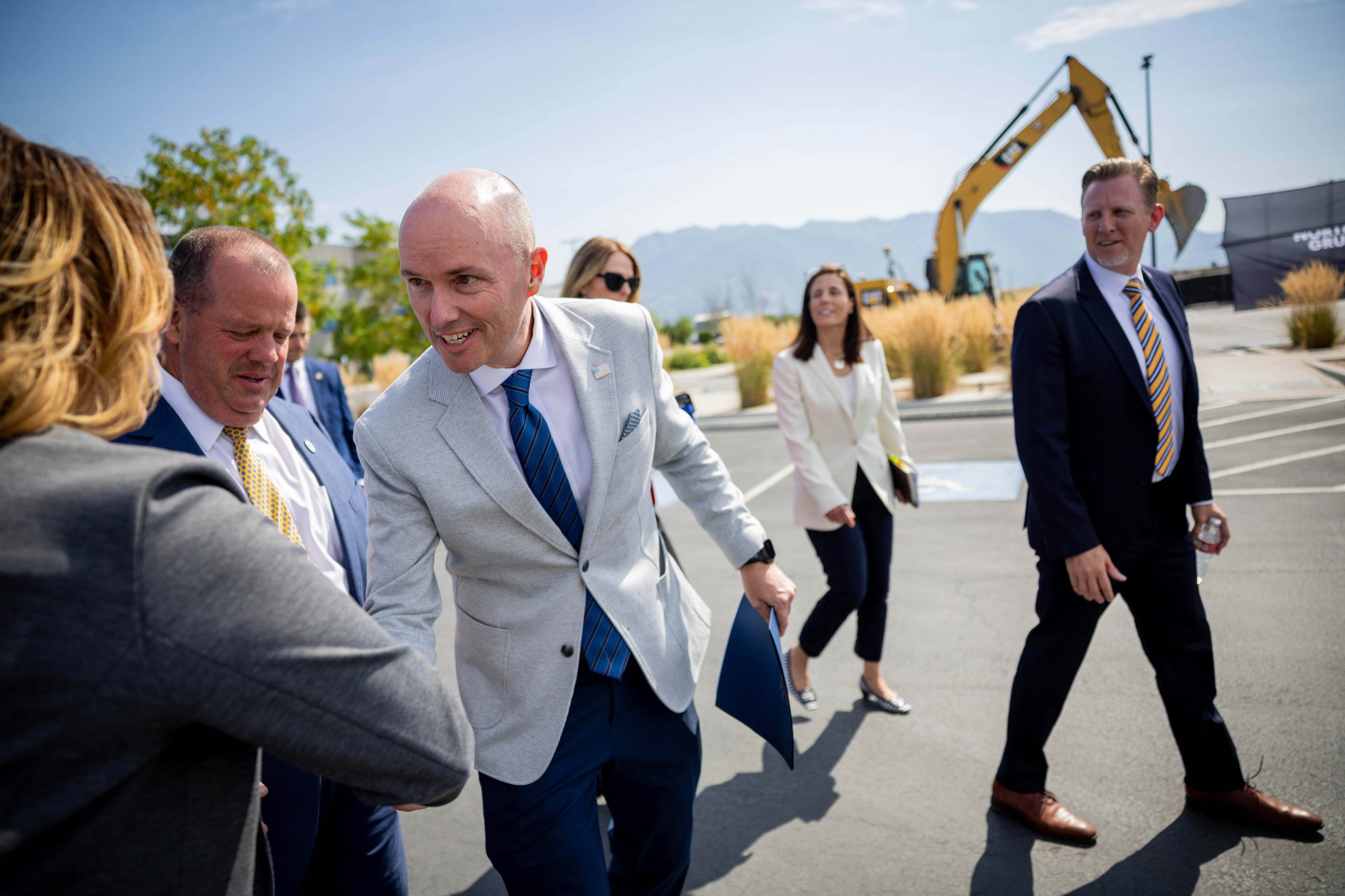 Gov. Spencer Cox arrives to the Roy Innovation Center Legacy Building groundbreaking at the Roy Innovation Center on July 14. Cox said both Democrats and Republicans were "actively trying to lose" in November's midterm elections in a post on social media.