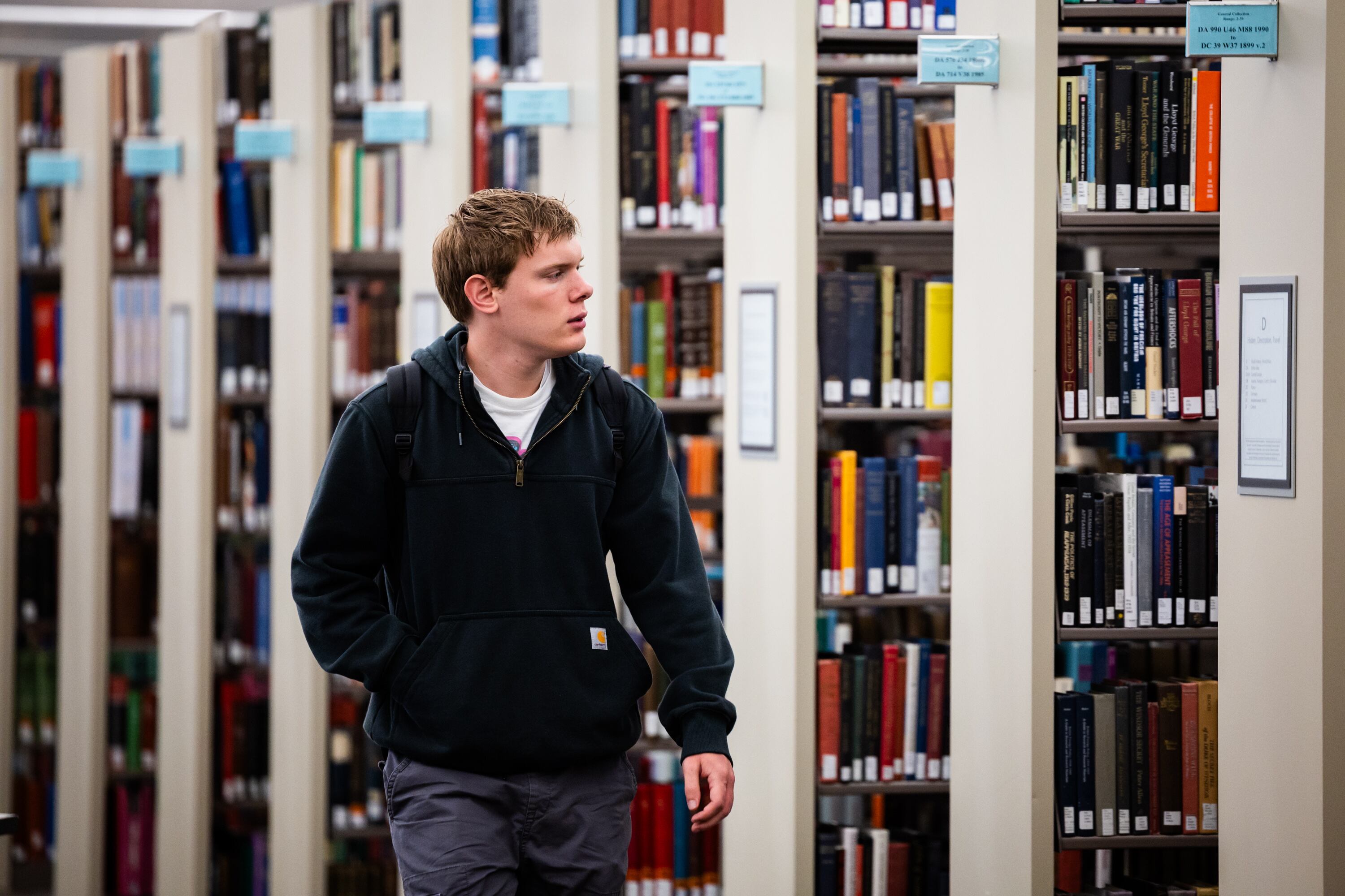 University of Utah student Michael Williams, 21, walks through the J. Willard Marriott Library in Salt Lake City on April 1. Just days before the start of a new academic year at most U.S. colleges, Education Secretary Linda McMahon is issuing a "call to action" to university presidents and board members.