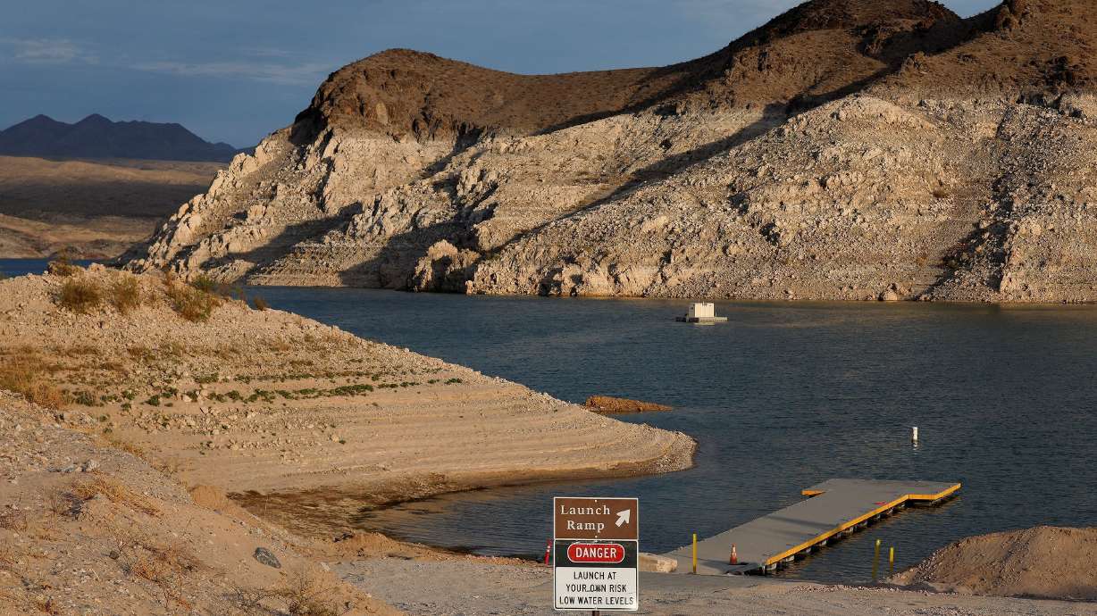 The recently extended Echo Bay launch ramp accommodates lower water levels at Lake Mead near Overton, Nevada, on July 21. Nevada is suing the Department of the Interior over its Post-2026 Colorado River Operations plan, which was signed on Friday, arguing that it cuts more than Nevada can support.