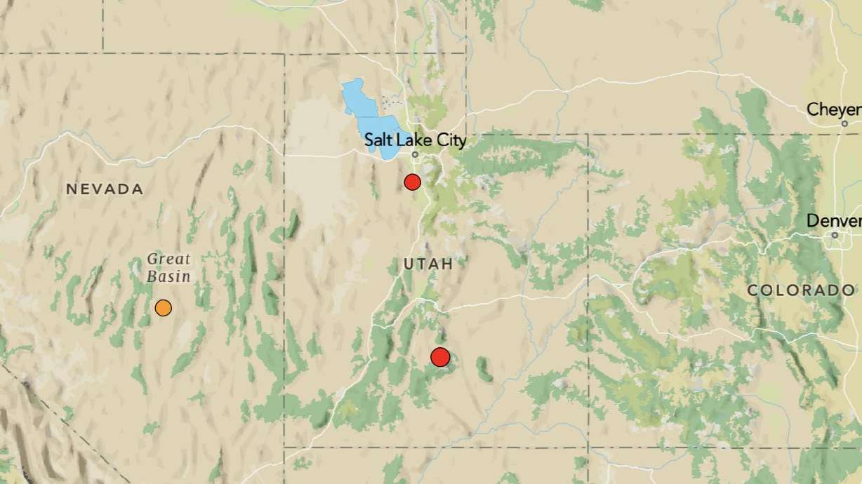 Two earthquakes in Utah hit one minute apart on Friday evening, United States Geological Survey data shows. One near Saratoga Springs had a magnitude of 2.8 while the one in Teasdale, Wayne County, had a 4.0 magnitude.