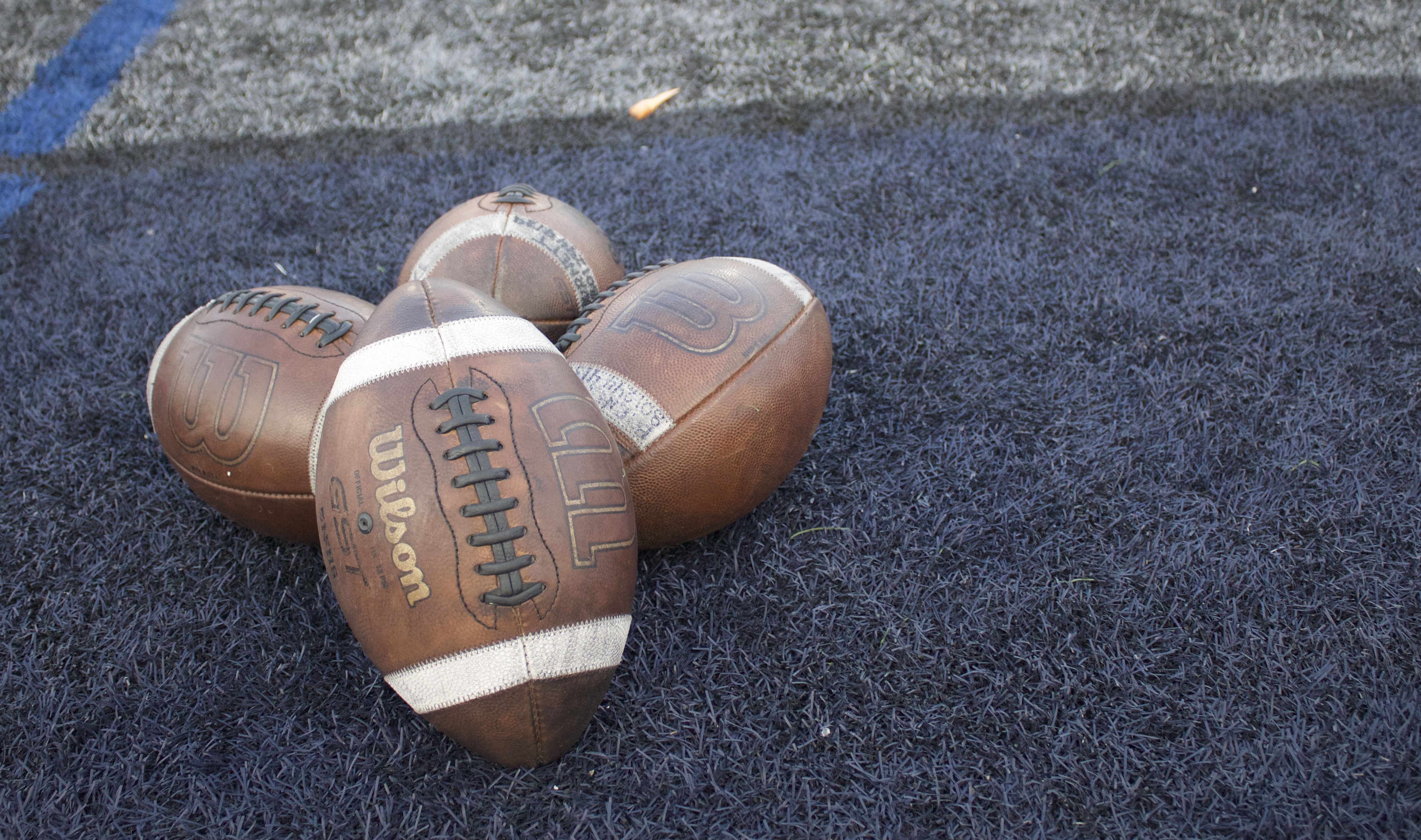 Footballs and other equipment during a Utah high school football scrimmage at Corner Canyon High School in Draper, Friday, Aug. 7, 2026.