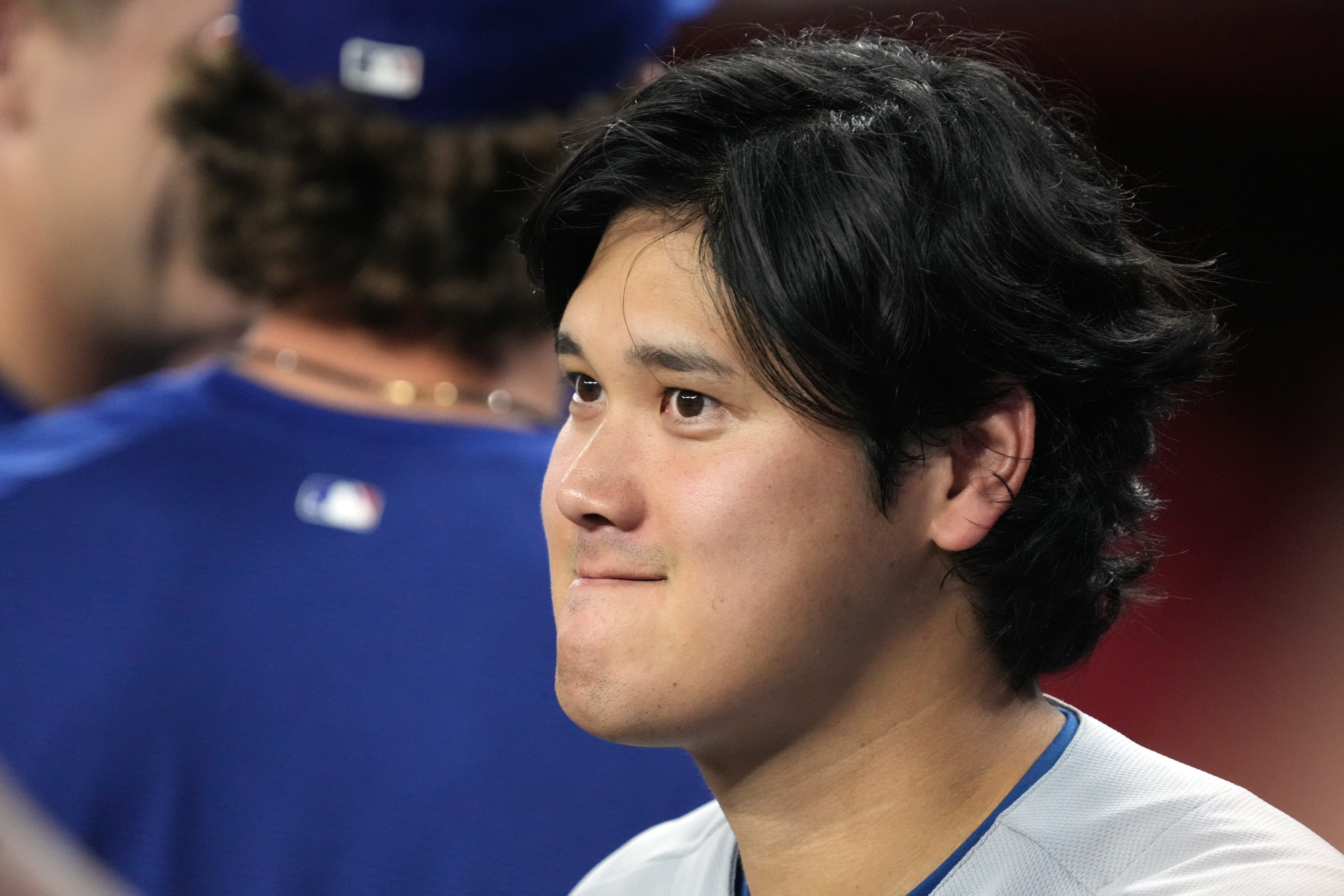 Los Angeles Dodgers two-way player Shohei Ohtani (17) against the Arizona Diamondbacks in the first inning of a baseball game, Friday, Aug 7, 2026, in Phoenix. 
